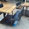 Table pique nique 1m10 x 1m60 - bois massif & métal brut 