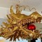 Déco asiatique : plafonnier géant dragon chinois doré 