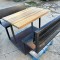 Table pique nique 1m10 x 1m60 - bois massif & métal brut 