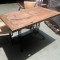 Lot 4 tables 1m20 plateau bois épais rustique sur pied style bistrot rétro