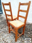 Lot 45 chaises - bois massif - assise paille