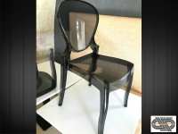 Lot 15 chaises baroques plastique noir transparent & dossier medaillon QUEEN par Pedrali