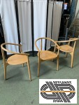 Lot 28 chaises design arrondi | tripode & accoudoirs | bois clair