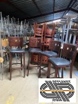 Lot de 4 Chaises hautes bistro bois & cuir synthétique