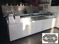 Comptoir accueil fast-food longueur 3m20 (avec vitrine TECNOBANC 1m40 )