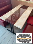 Lot 13+1 Tables restaurant | plateau 130cm avec pal rouge nacré & liseré doré