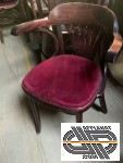 Lot 16 fauteuils bistrot bois courbé & assise velours grenat