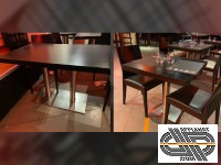 Assortiments 4 tables CHR pour 12 couverts | plateaux noirs & pied inox