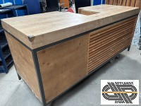 Comptoir d'accueil  2m10 bois naturel meuble caisse style industriel 