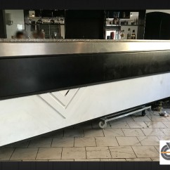 Comptoir de bar vintage (bistrot 80’s-90’s) 4m70 à réserve réfrigérée