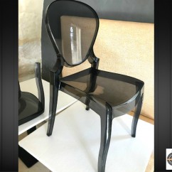 Lot 15 chaises baroques plastique noir transparent & dossier medaillon QUEEN par Pedrali