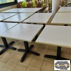 Lot 11 tables CHR carrées plateau stratifié blanc 80 x 80 cm 