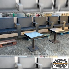 Banquette design CHR - 6 places - 5m10 + 3 tables basses métal brut
