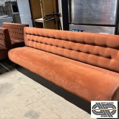 Lot 4 banquettes velours orange brique - dossier capitonné ( 7m80 linéaire  total )