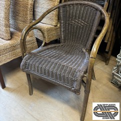 Lot 17 fauteuils cadre alu & cannage PVC ( style rotin marron)