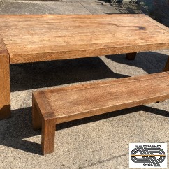 Table de ferme 2m40 + 2 bancs bois massif 1m80 | 10 à 12 personnes