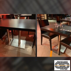 Assortiments 4 tables CHR pour 12 couverts | plateaux noirs & pied inox