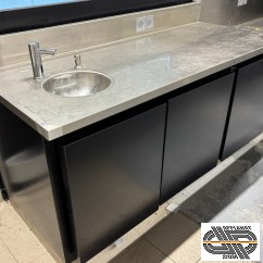 Meuble inox pro  1m85 - gamme 800 - peint noir & lave-mains intégré 