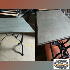 Lot 27 tables CHR 76 places | piètements metal bistrot (TBE) & plateaux bois 70 cm (à raffraichir)