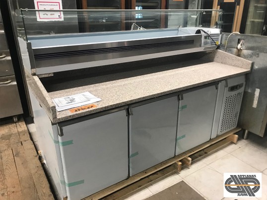 Meuble préparation pizza 3 portes - 2m00 - à porte ingrédients vitré – LUFRI MPV 20 