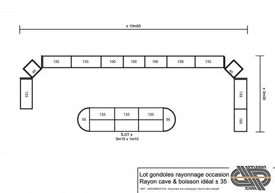 plan de mobilier de supermarché d'occasion