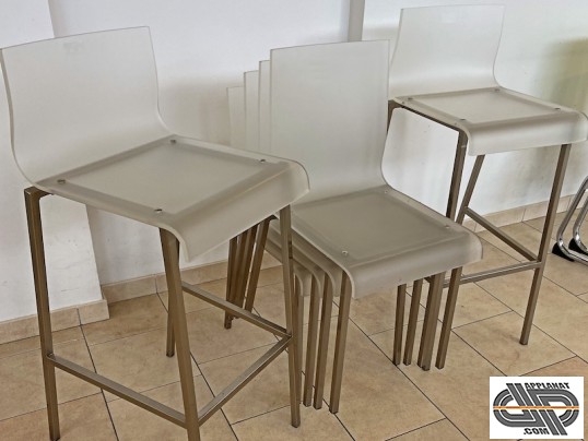 lot chaises tabouret mobilier design contemporain blanc et inox occasion