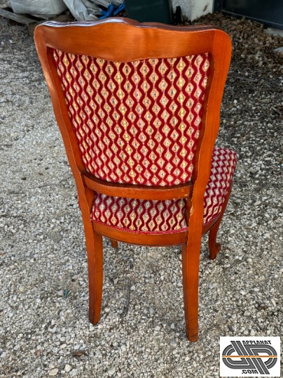 Chaise style ancien bois et habillage velour jacquard de dos