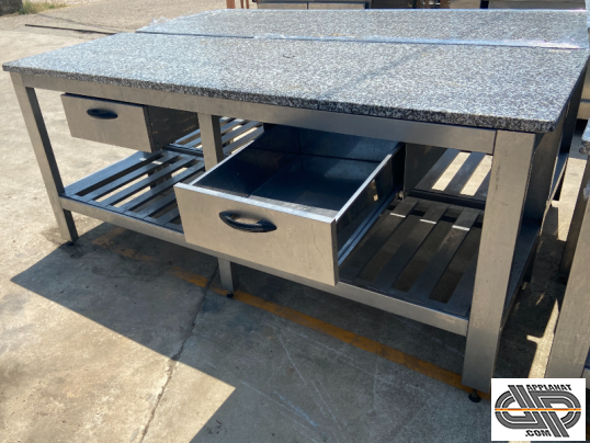 table inox professionnelle dessus granit étagère basse tiroir occasion