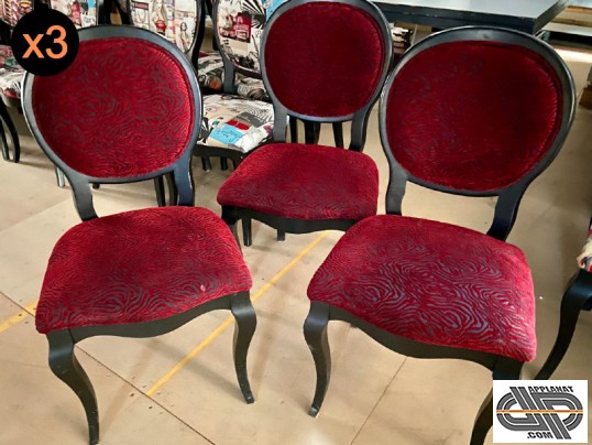 Chaises régence avec tissu zèbre rouge et noir