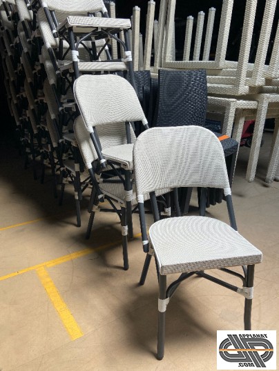 Lot de chaises chaises terrasse vintage alu gris & toile textilène blanche modèle Grenoble , Richard diffusion d'occasion  