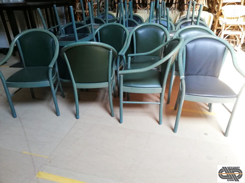 Lot 20 chaises de restaurant - structure verte bois ...